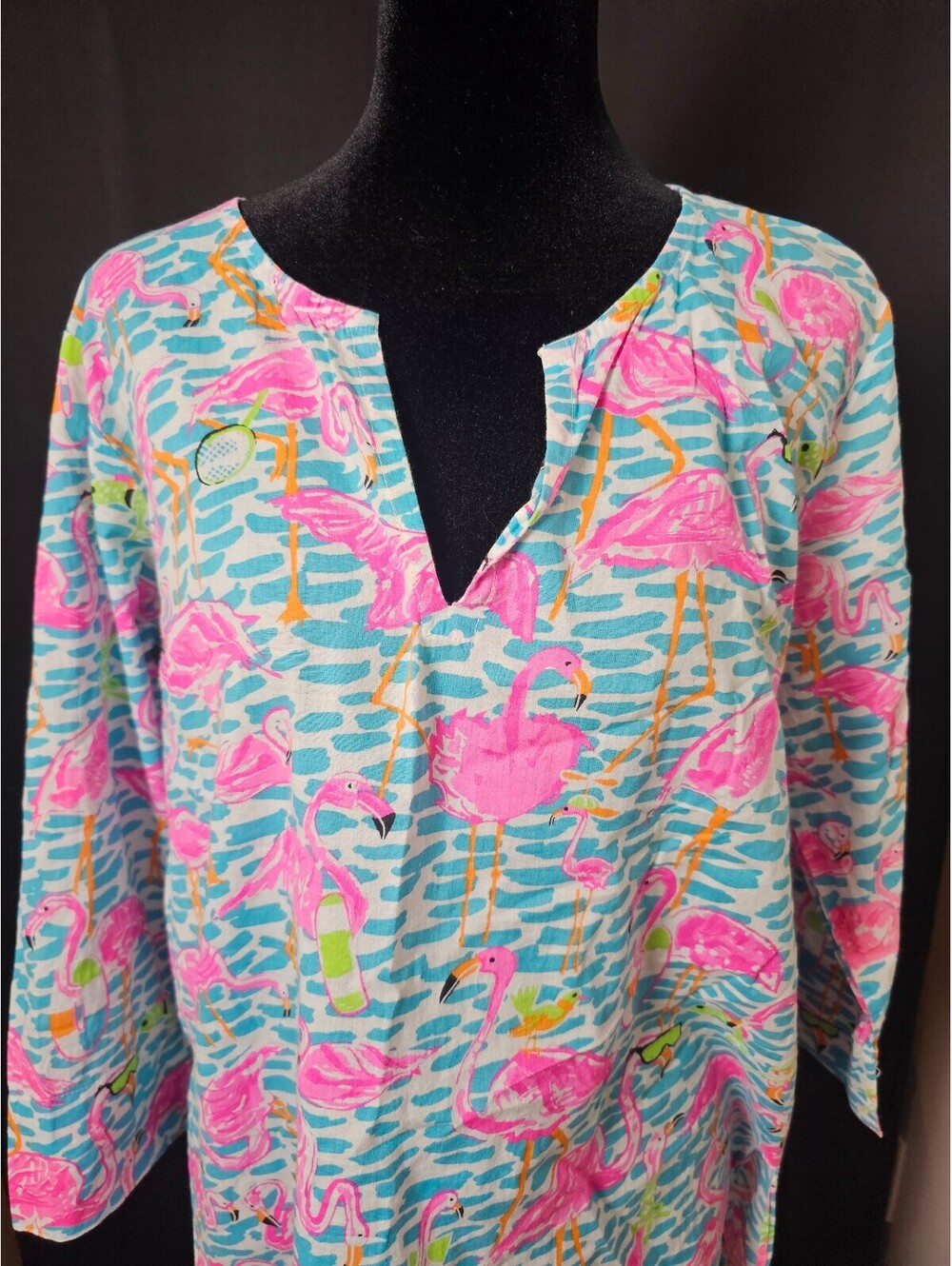 Gretchen Scott Swim Cover-Up Women M Flamingo Print Top